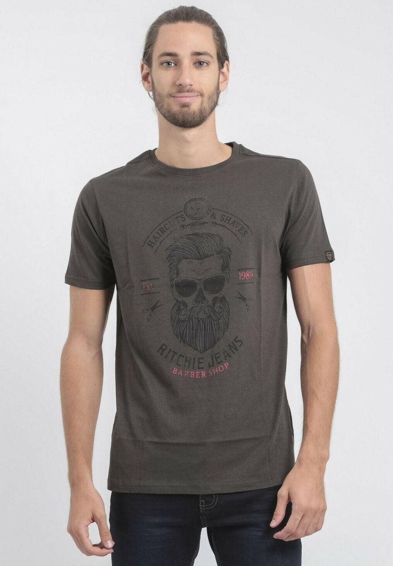 Ritchie Jeans MANCHES COURTES COL ROND JUSIX - T-shirt imprimé - gris