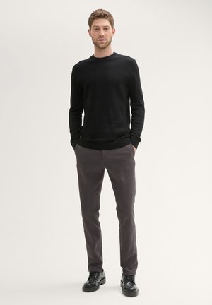 TOM TAILOR TRAVIS SLIM - Chinos - grey black zig zag structure