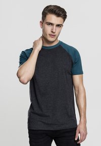 Urban Classics RAGLAN CONTRAST  - Print T-shirt - dark gray mottled/blue gray