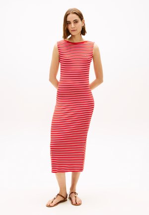 Tommy Hilfiger BOAT NECK SLIM MIDI BODYCON DRESS - Vestito di maglina - breton fireworks / calico