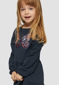 s.Oliver LONGUEUR MIDI À SEQUINS RÉVERSIBLES - Jerseyjurk - navy