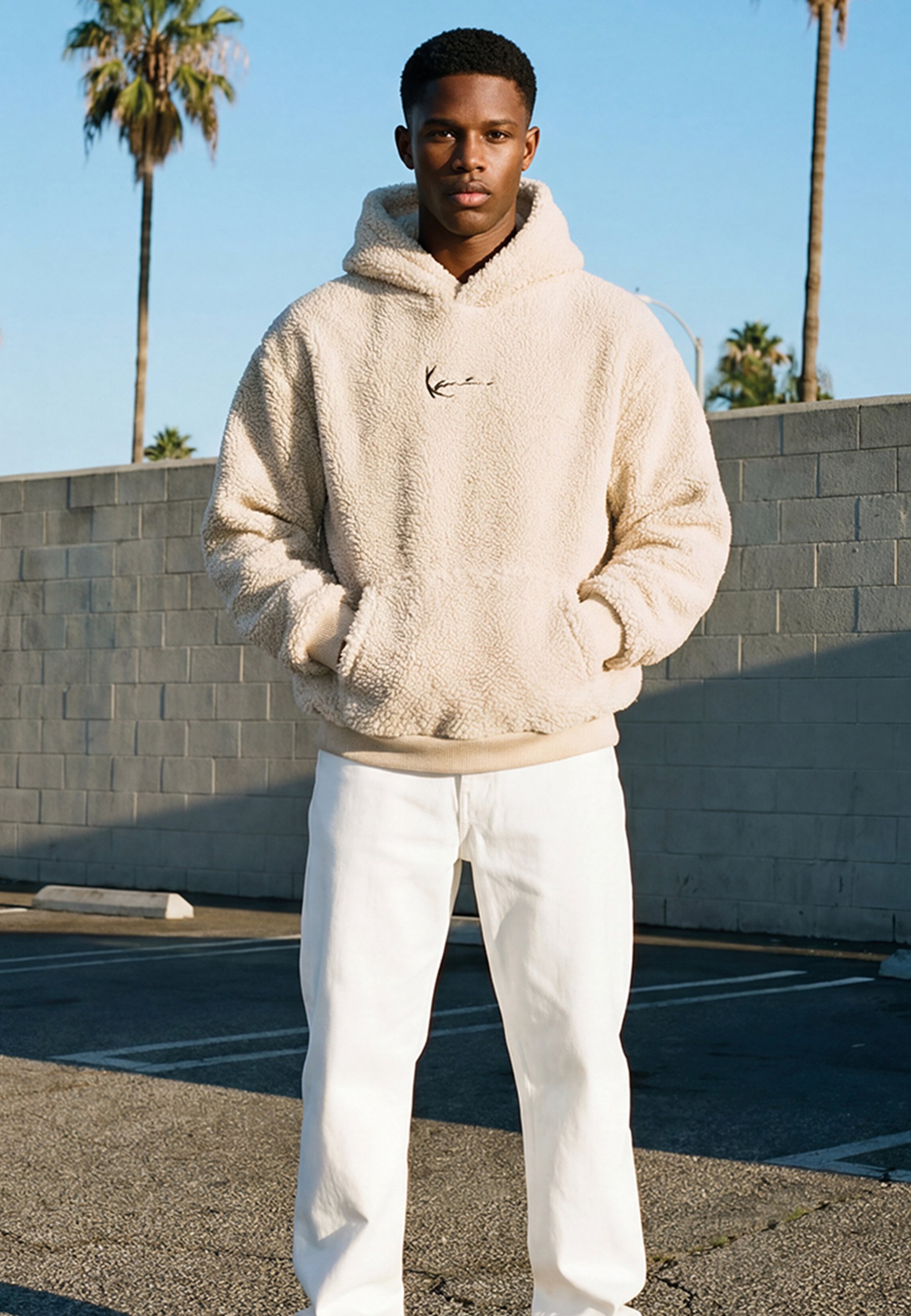 Karl Kani METAL SIGNATURE TEDDY OS - Hoodie - off white/white
