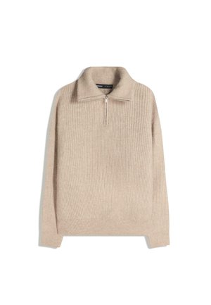 ZIP NECK - Trui - beige
