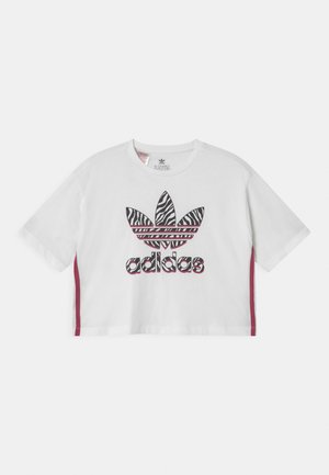 CROPPED TREFOIL - Print T-shirt - white/multicolor/wild pink