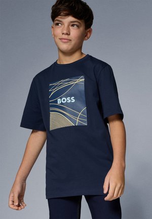 BOSS Kidswear SHORT SLEEVES TEE - Print T-shirt - bleu cargo