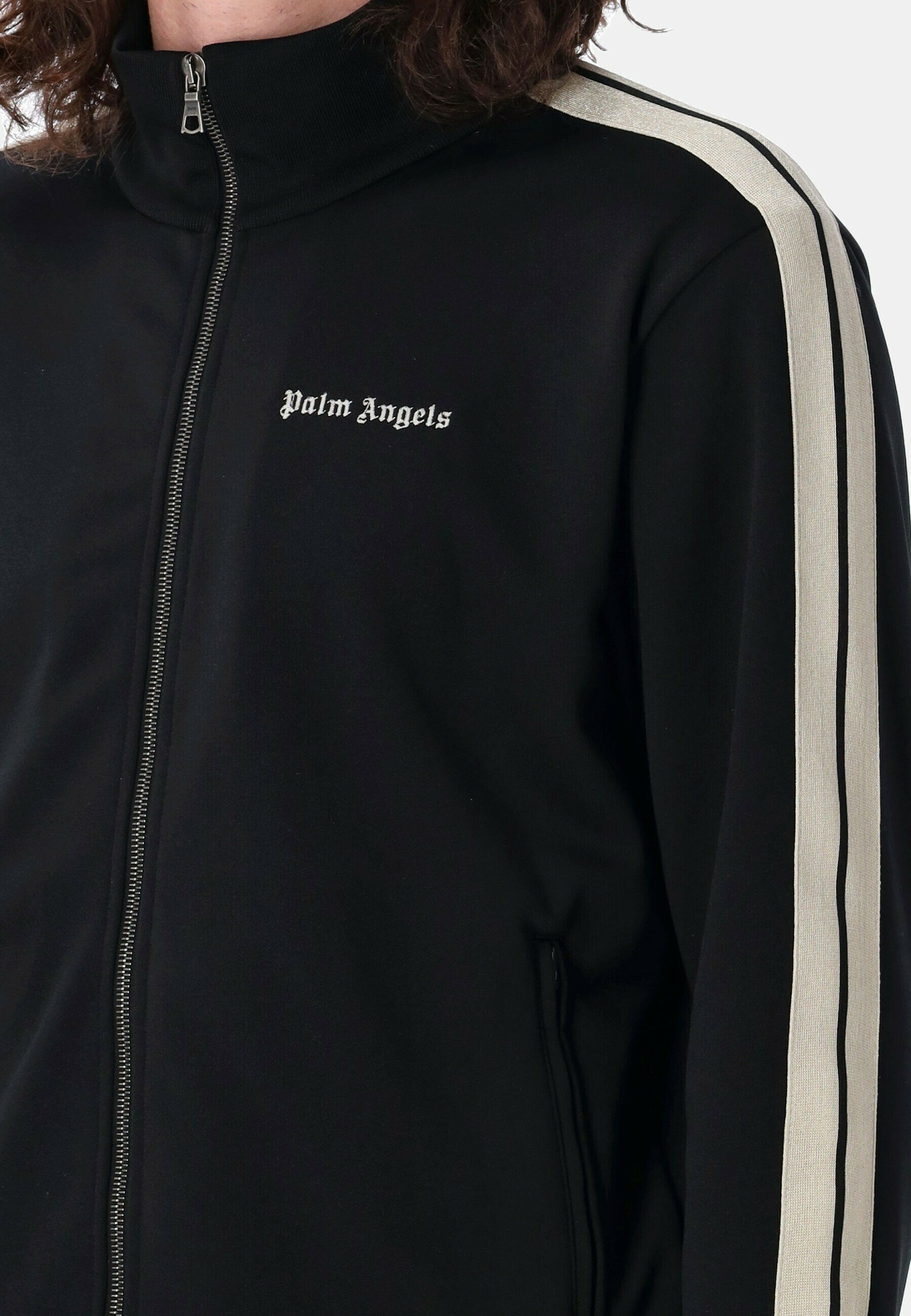スウェット・トレーナー Palm Angels Black White Zip Sweatshirt Sweat à capuche zippé Palm Angels rayures noir/blanc Homme