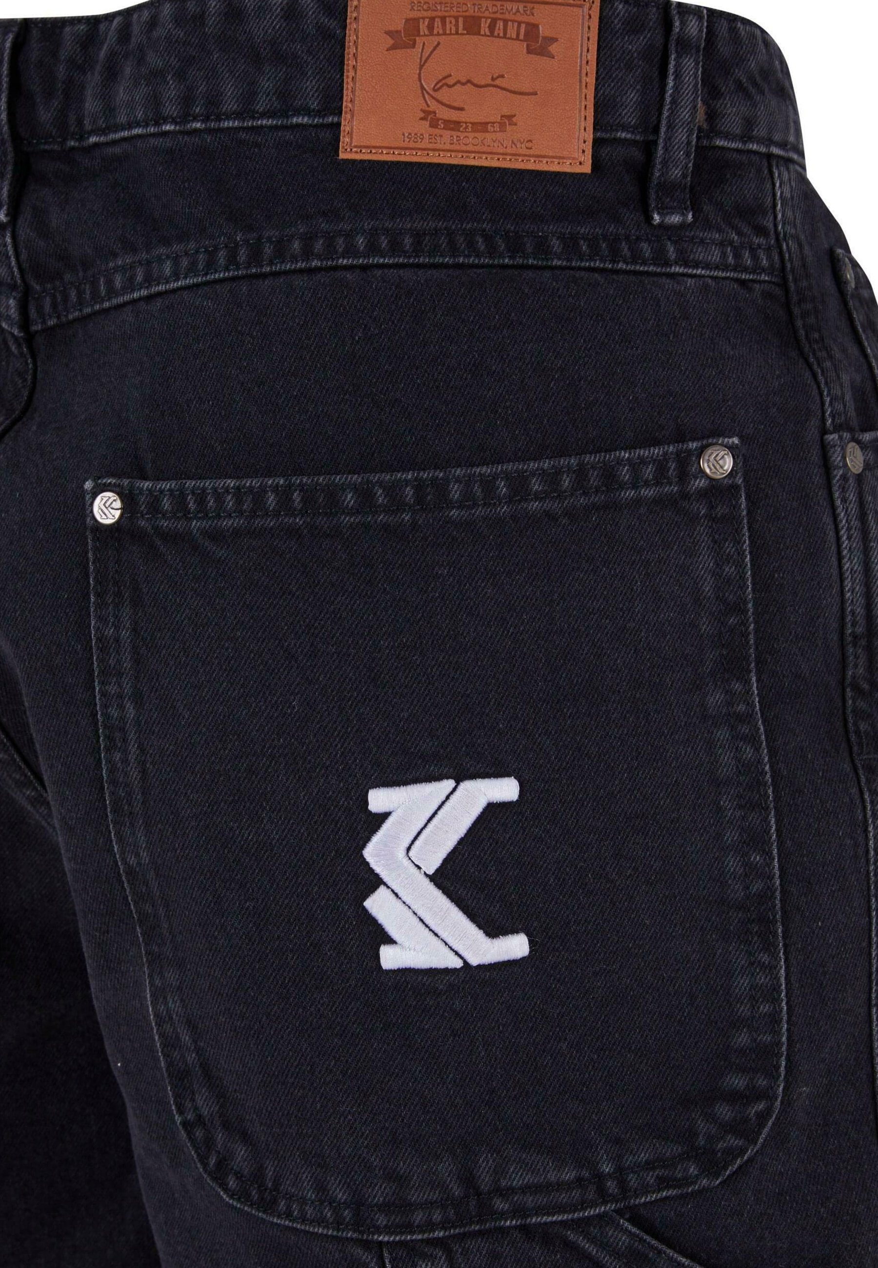 Karl Kani RETRO TAPE WOREAR DENIM - Blugi conici - vintage black