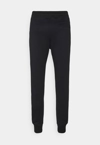 Schwarze Jogginghosen aus weichem Stoff, mit elastischem Bund, Bündchen an den Knöcheln und einem kleinen Rückentaschendetail.