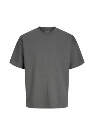 Gray cotton t-shirt with a round neckline, short sleeves, and a relaxed fit. Smooth texture and minimal design, suitable for various occasions.