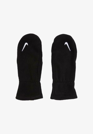 Juodos vilnos pirštinės su elastingomis apyrankėmis, priekinėje pusėje puoštos baltu "Nike" logotipu. Minkšta struktūra ir suapvalinta forma didina šilumą.