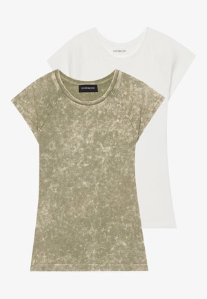2 PACK - T-shirts - martini olive/egret