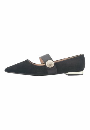 Ankle strap ballet pumps - black