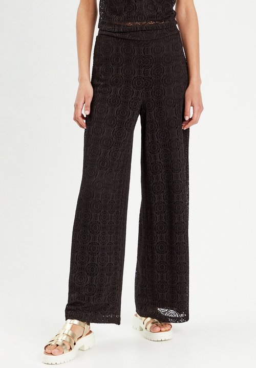 Pantalon À Fente Avec Bordure En Dentelle