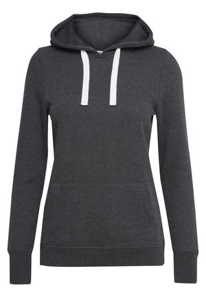 Tumehallist pehmest kangast kapuutsiga pusa, millel on eesmine tasku, valged paelad ja ribakujundusega varrukad ning alläär. Lihtne ja klassikaline disain.