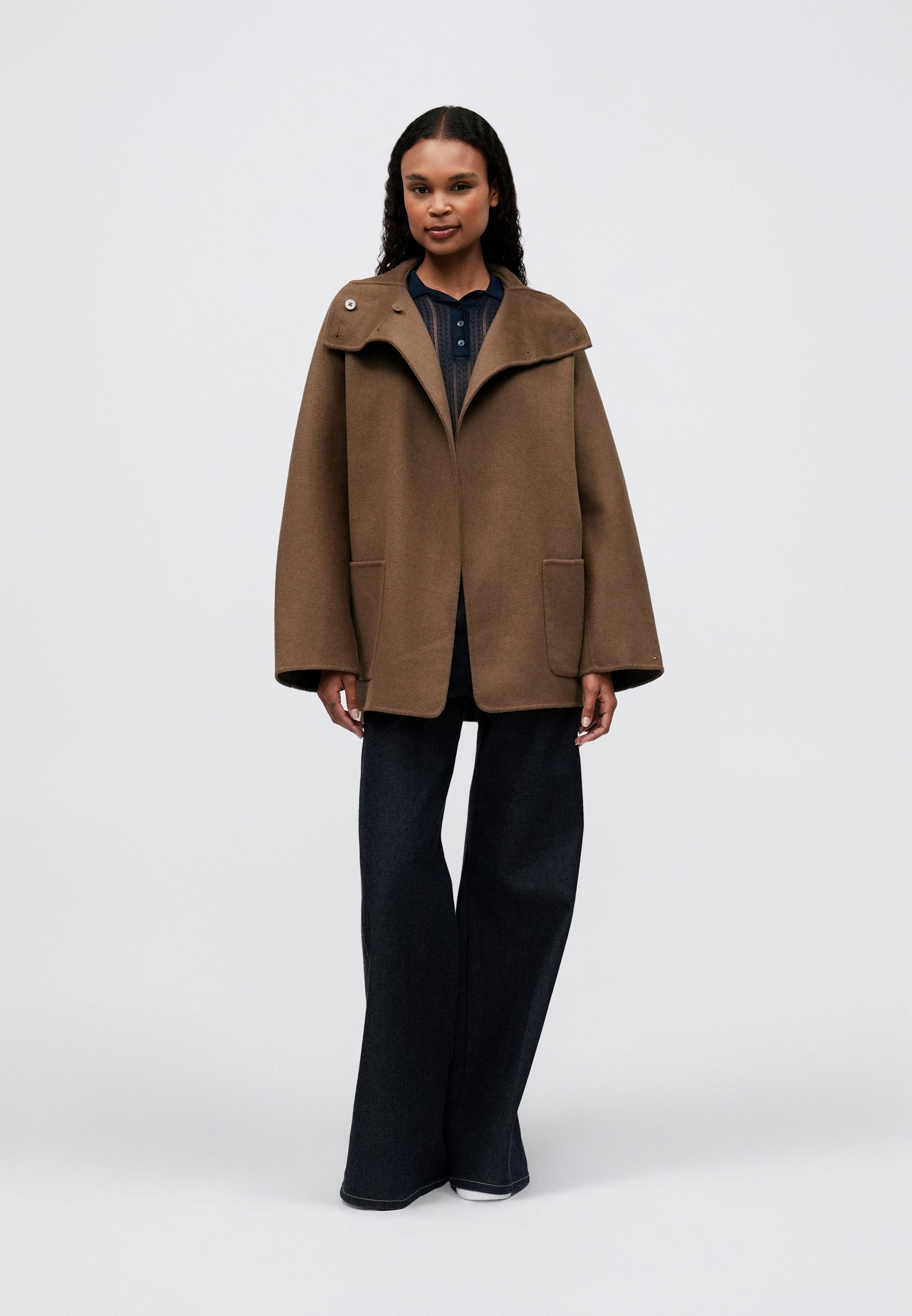 Tommy Hilfiger WOOL BLEND FUNNEL NECK OVERSIZED COAT - Short coat