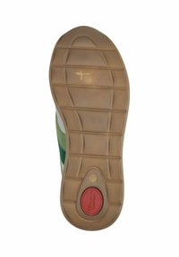 Päta topánky s textúrovaným gumovým povrchom; svetlohnedá farba s drážkami a červeným kruhovým akcentom označeným "COMFORT." Veľkosť 37.