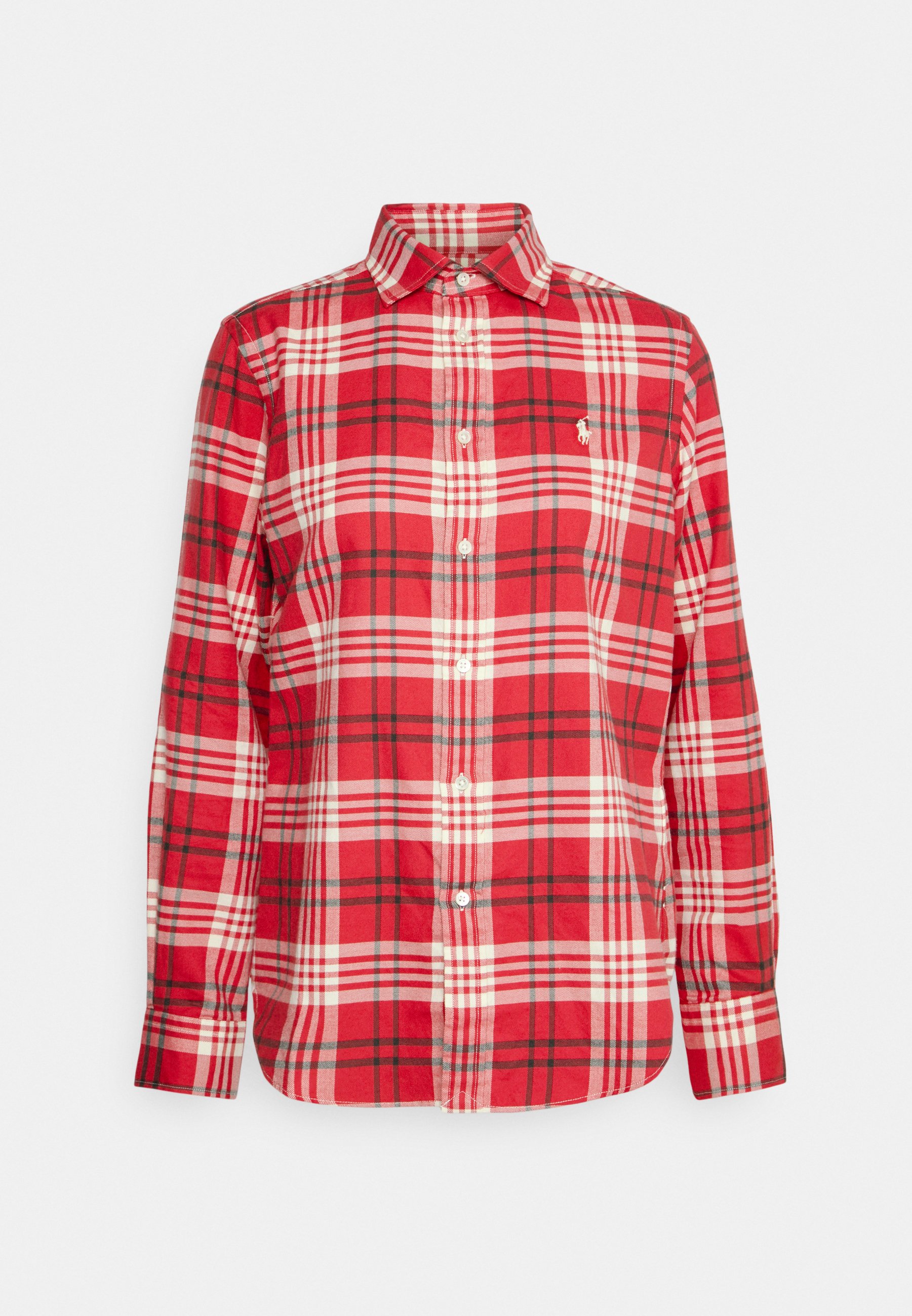 red plaid polo button down