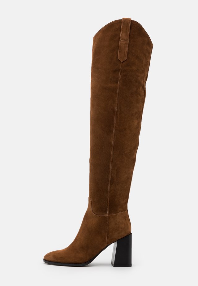 ESTER KNEE BOOT - Bottes à talons hauts - cognac