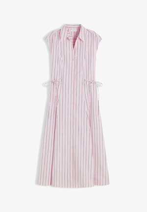 Tommy Hilfiger, TOMMY HILFIGER TIE DETAIL CAP SLEEVE MIDI SHIRT DRESS - Robe chemise - liquorice stp pink