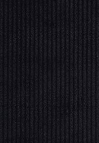 Black ribbed fabric with a textured surface, featuring vertical stripes that create a pattern of alternating raised and flat lines.