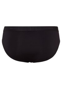 Zwarte katoenen hipsteronderbroek met een gladde textuur, voorzien van een tonale elastische tailleband met het ingedrukte merk "HANRO."