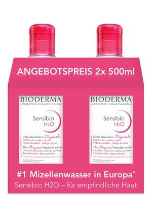 Bioderma BIODERMA GESICHTSREINIGUNG / MIZELLENWASSER SENSIBIO H2O MIZELLENREINIGUNGSWASSER: 2X500ML ZUM ANGEBOTSPREIS - Reinigingsolie - transparent