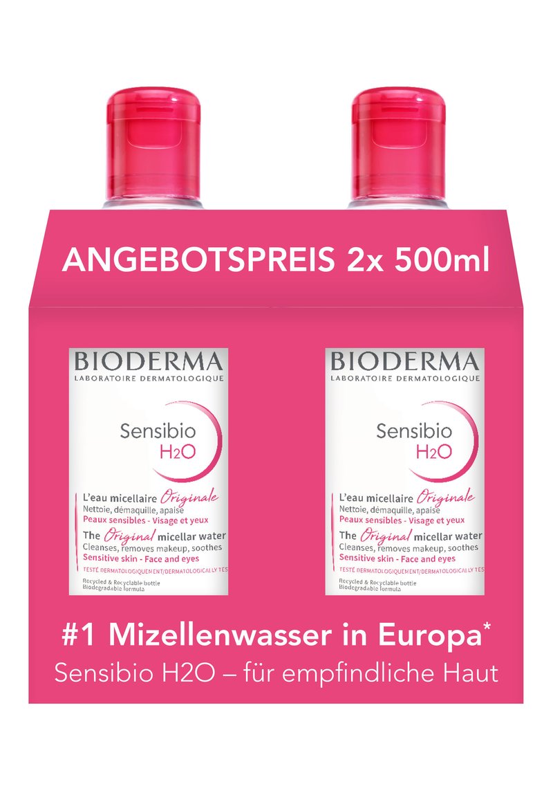 Bioderma BIODERMA GESICHTSREINIGUNG / MIZELLENWASSER SENSIBIO H2O MIZELLENREINIGUNGSWASSER: 2X500ML ZUM ANGEBOTSPREIS - Reinigungsöl - transparent