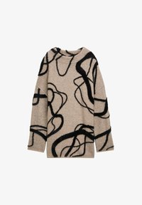 Unselected, beige melange geometric knit