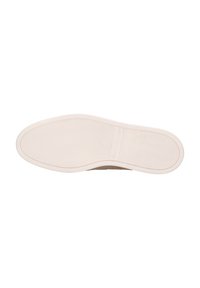 Schoenzool met een gestructureerde, beige rubberen basis, voorzien van een gladde, afgeronde vorm en minimale designelementen voor grip.