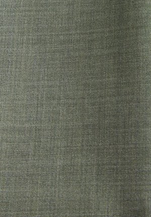 Artimos raiškos audinys, kurio paviršių sudaro persipynę pilki ir žali siūlai.