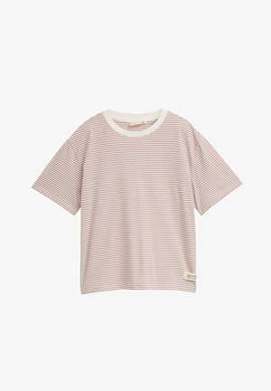 Ribaga lühikeste varrukatega T-särk helesinises ja valges. Omab ümmargust kaelust kontrastse valge äärisega ning väikest logo sildikest alläärselt.