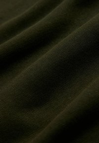 Tmavozelená látka s hladkým povrchom, s jemným rebrovaním a subtilným leskom, splývajúca v jemných záhyboch.