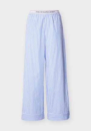 Φαρδιά πιτζάμα με κάθετες ρίγες σε ανοιχτό γαλάζιο και λευκό, με ελαστική μέση και μανσέτες στο τελείωμα, διακοσμημένη με το λογότυπο "Polo Ralph Lauren".