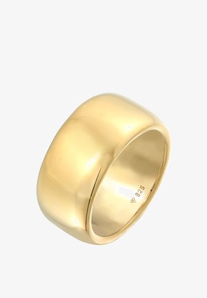 Goldfarbener Ring mit einem glatten, abgerundeten Design. Verfügt über eine polierte Oberfläche. Innen ist er mit "925" graviert, was den Silbergehalt anzeigt.