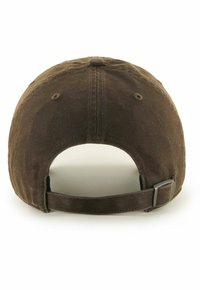 Dark brown cotton cap with a curved brim, adjustable strap closure at the back, and fine ribbed texture. No visible logos or patterns.