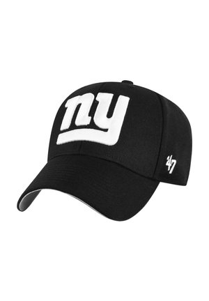 Black baseball cap with white "ny" logo on front and small white '47 logo on side.