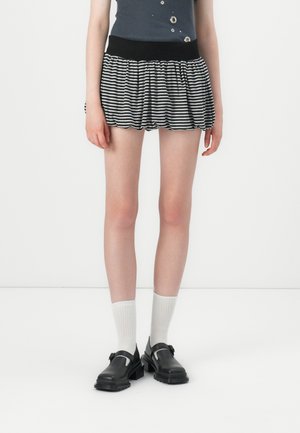 STRIPE PUFFBALL SKIRT - Mini skirt - black