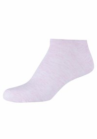 Calzino alla caviglia di colore rosa chiaro, con una texture liscia e una fascia a costine. Il design è sobrio, senza motivi o loghi.