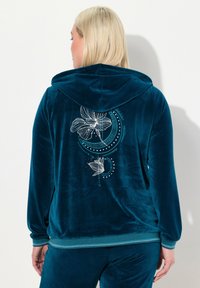 Ulla Popken FLOWER MOTIF  - Sudadera con cremallera - dark petrol