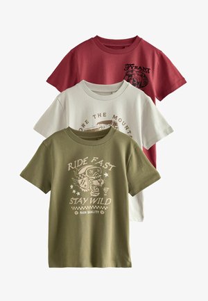SHORT SLEEVE GRAPHIC 3 PACK STANDARD - Majica kratkih rukava s printom - khaki grey berry