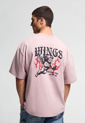 Terranova, T-SHIRT OVER CON STAMPA ANGELO - T-shirt con stampa - rosa antico