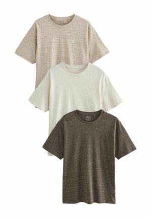 Next STAG 3 PACK REGULAR FIT - Marškinėliai su spaudiniu - mottled beige