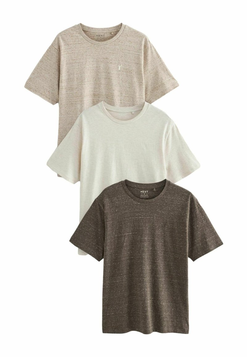 Next - STAG MARL REGULAR FIT 3 PACK - Camiseta básica - mottled beige, Ampliar