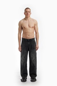 FAVELA FABRIC PATCH UNISEX - Ohlapne kavbojke - black washed