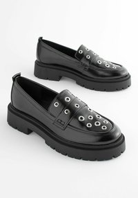 Next WIDE FIT FOREVER COMFORT CHUNKY LOAFERS - Scarpe senza lacci - mottled black