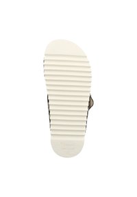 Weißer Gummi-Außensohle mit horizontalen Rillen, entwickelt für Traktion. Verfügt über einen glatten und leicht geschwungenen Zehenbereich, gekennzeichnet mit der Größe "37".