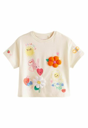 SHORT SLEEVE PADDED APPLIQUE   - REGULAR FIT - T-shirt print - white flower