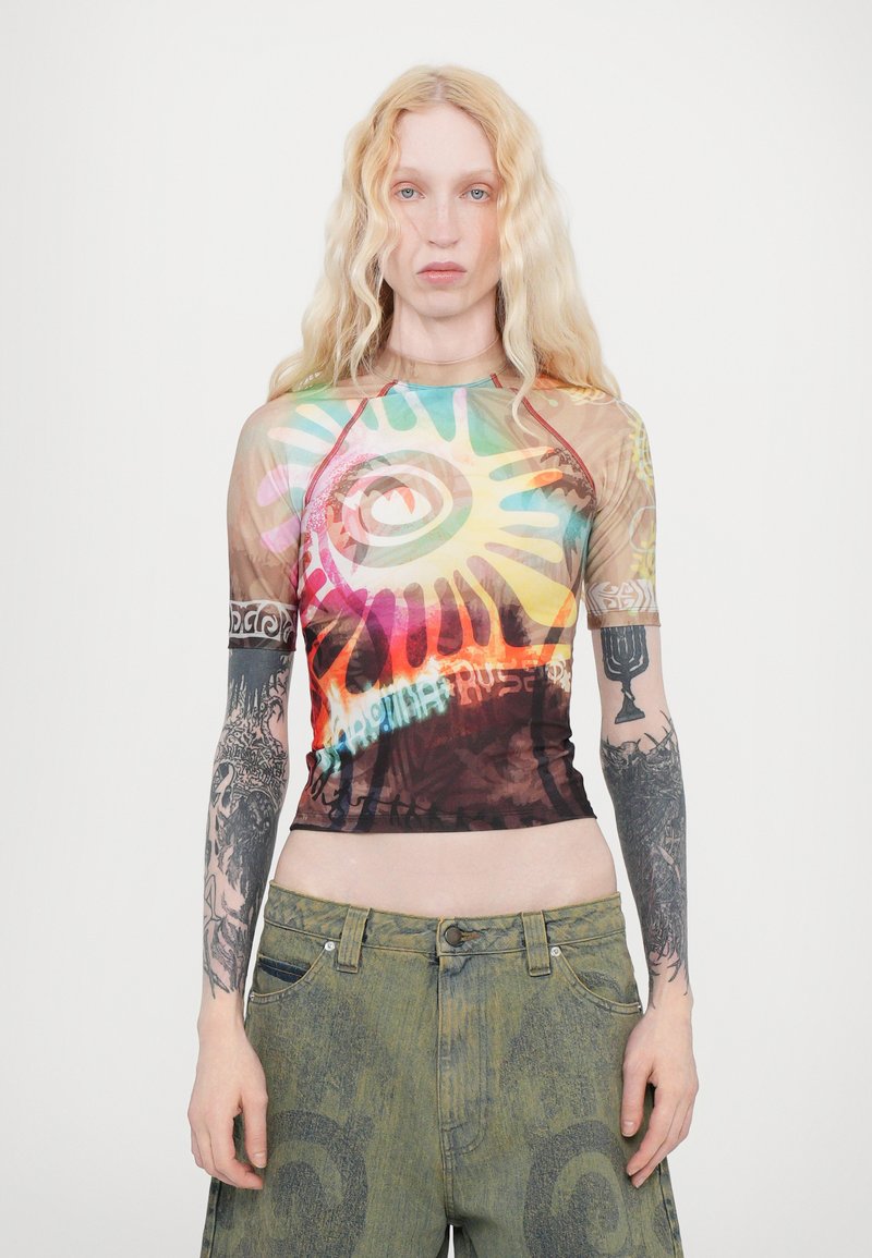 Paolina Russo SHORT SLEEVE RASH GUARD - T-shirt print - acid brown