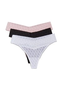 LOW RISE THONG LOGO TRIM 3 PACK - Thong - black/classic white/buff pink