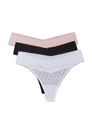 LOW RISE THONG LOGO TRIM 3 PACK - Perizoma - black/classic white/buff pink